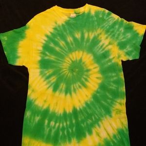 Handmade adult large tie dye green yellow swirl
